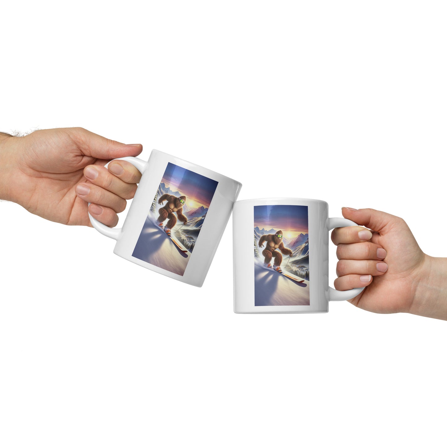 Bigfoot Skiing on the Slopes - Ceramic Coffee Mug