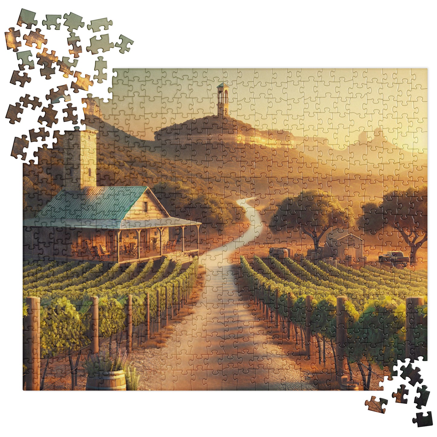 Vineyards in the shadows of the mountains - Jigsaw Puzzle