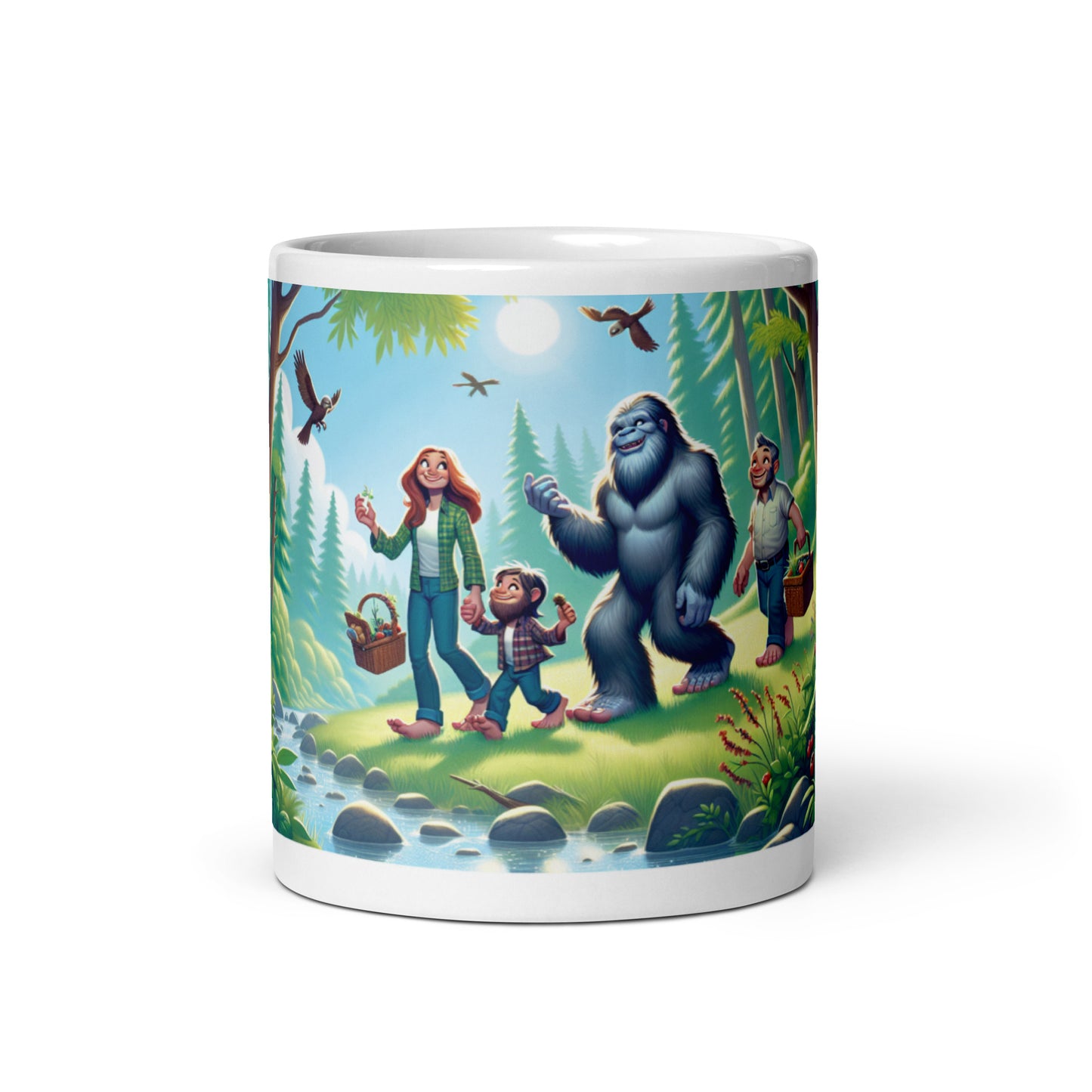 Bigfoot Family Picnic in the Woods - Ceramic Coffee Mug