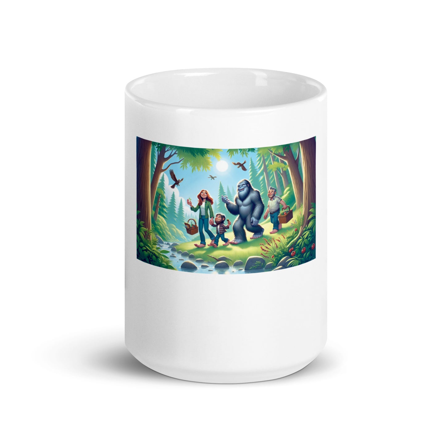 Bigfoot Family Picnic in the Woods - Ceramic Coffee Mug