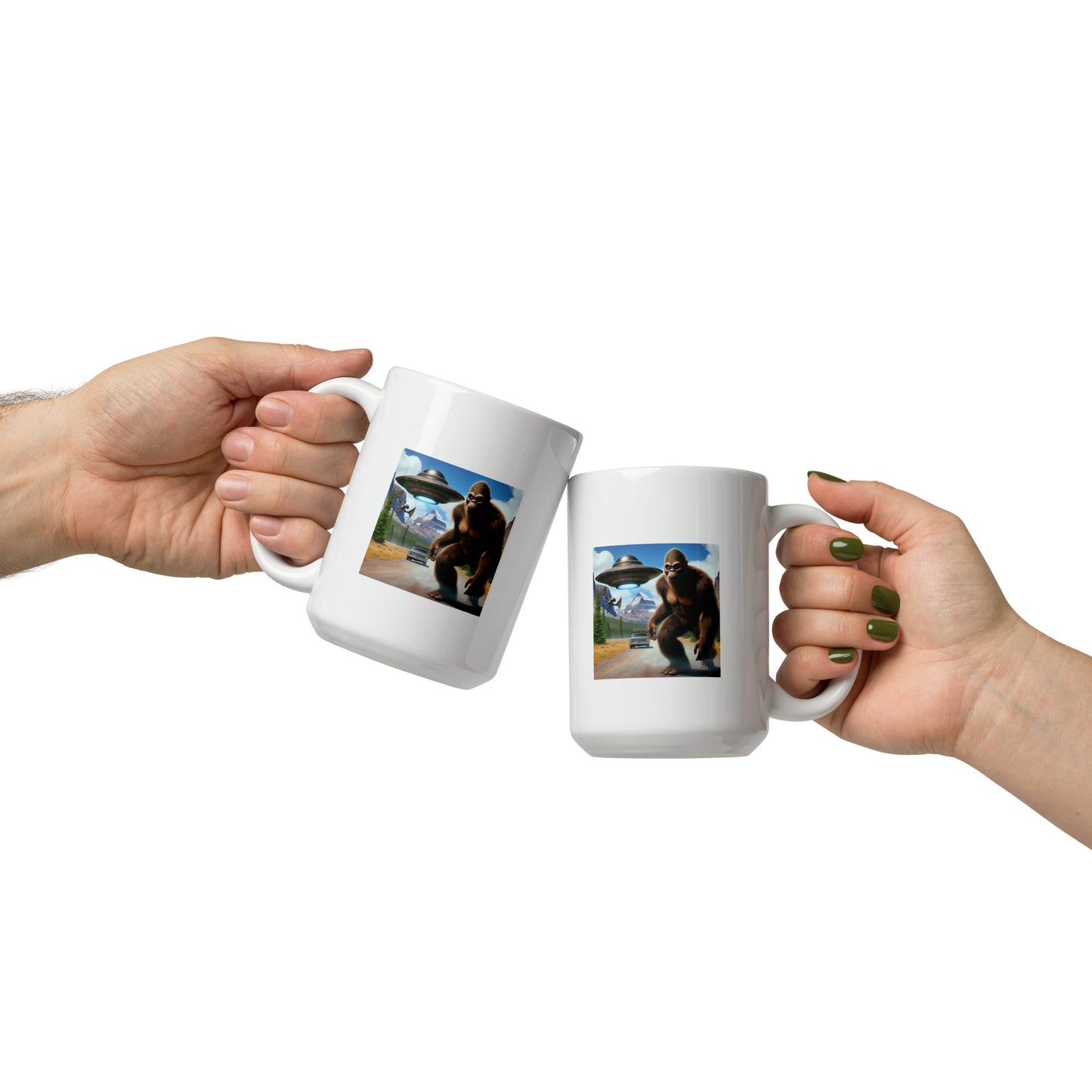 UFO Following Bigfoot  - Ceramic Coffee Mug