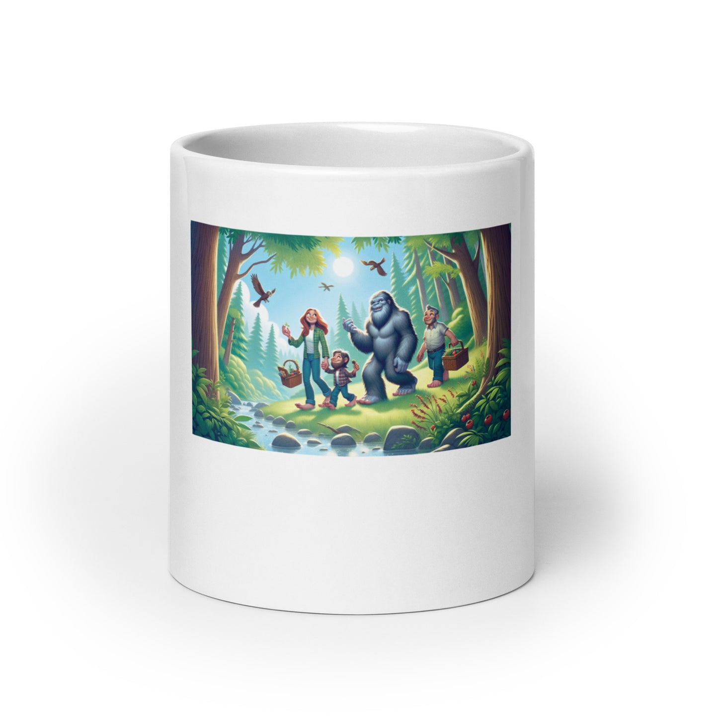 Bigfoot Family Picnic in the Woods - Ceramic Coffee Mug